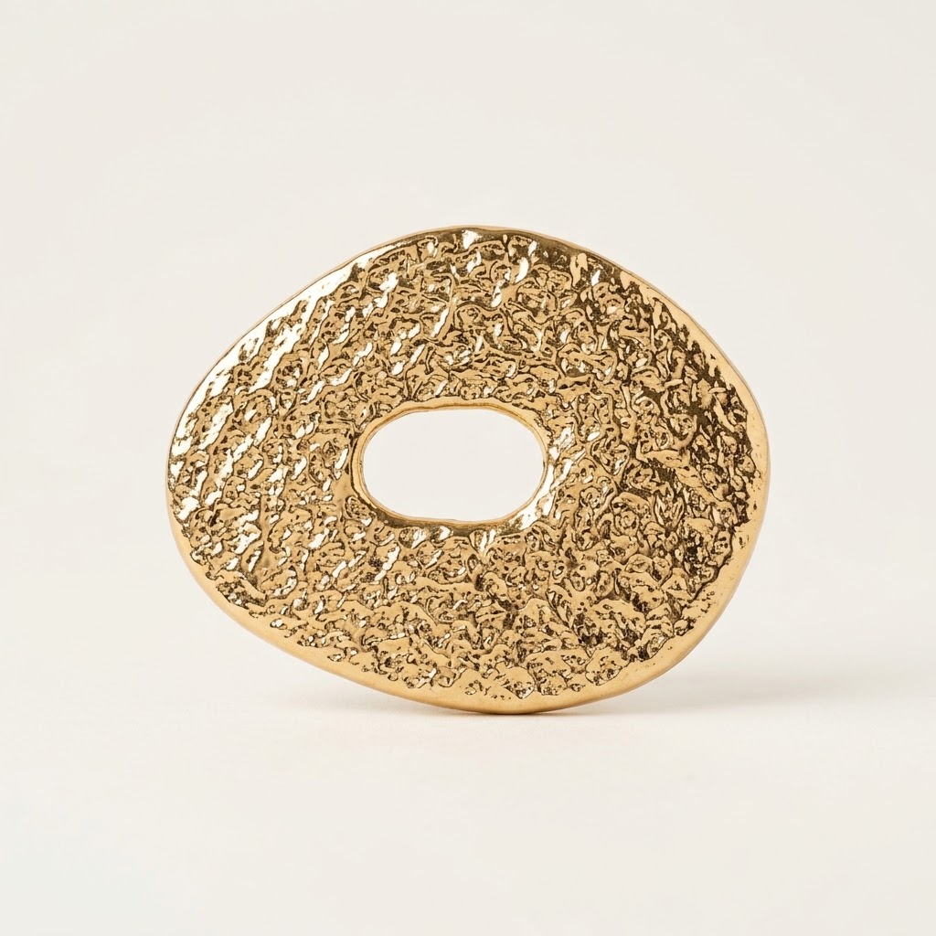 Passant boucle dorée martelée 40mm - Pass-h-or-100001-40mm Passant de ceinture martelé doré forme organique passage 40 mm