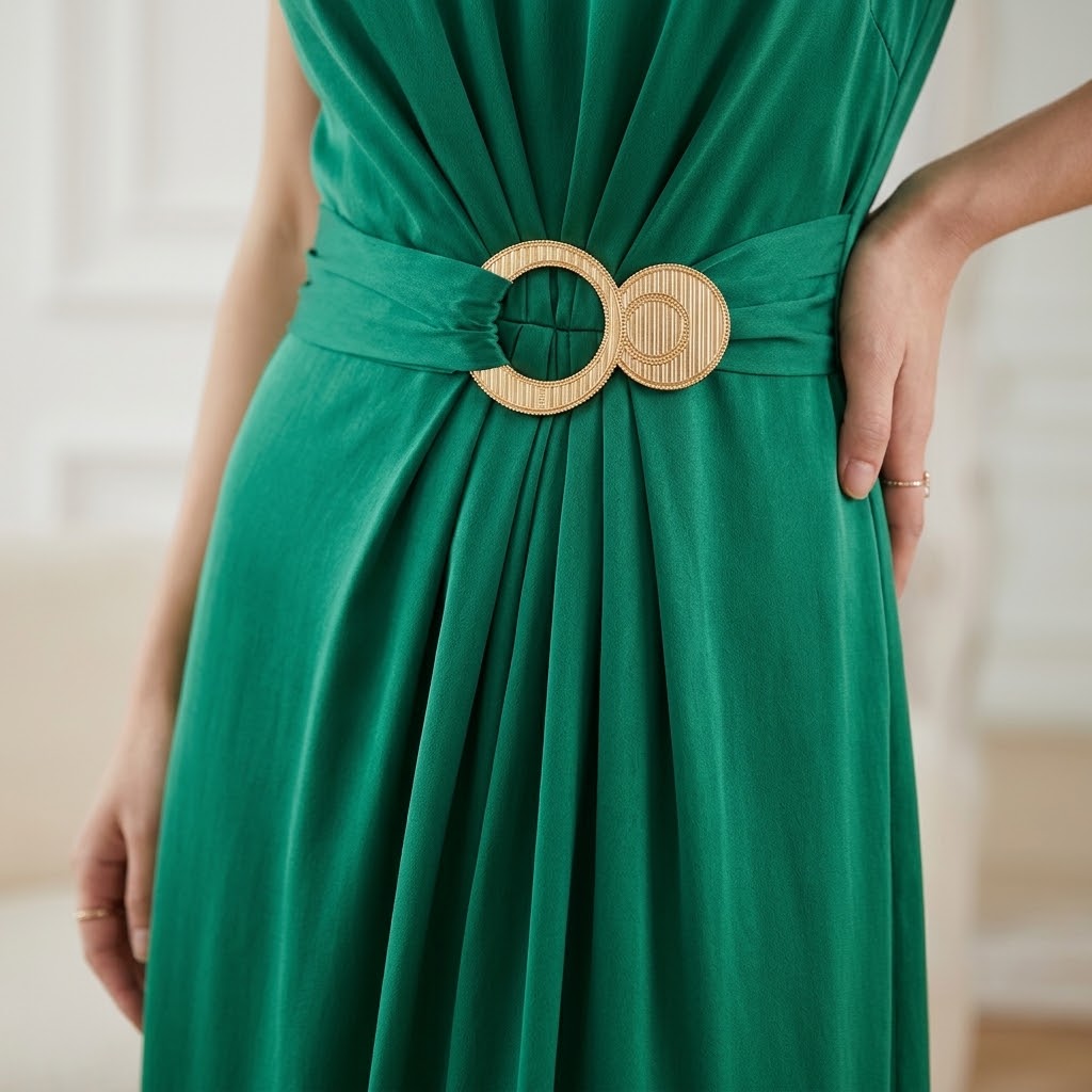 accessoire-ceinture-dore-robe-soie-plisse-taille
