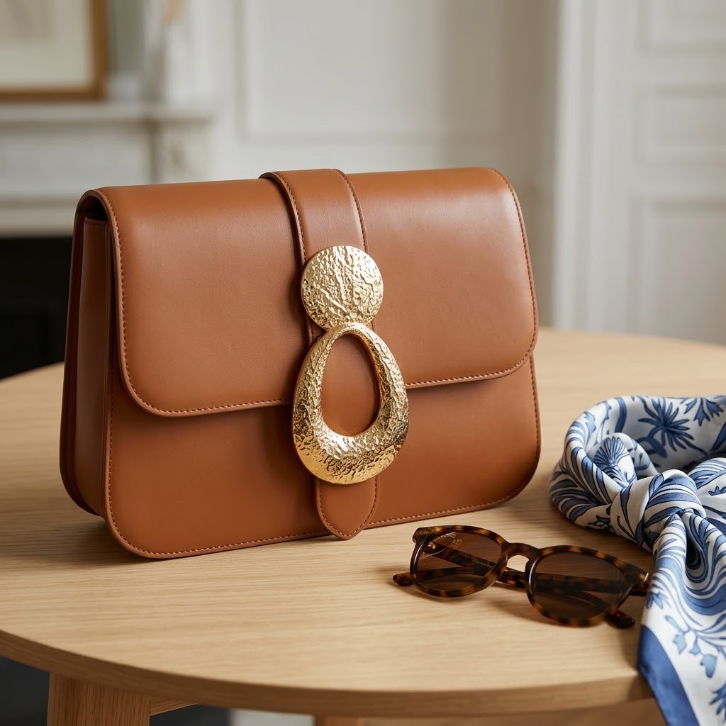 boucle-duo-asymetrique-martele-situation-sac-cuir-caramel