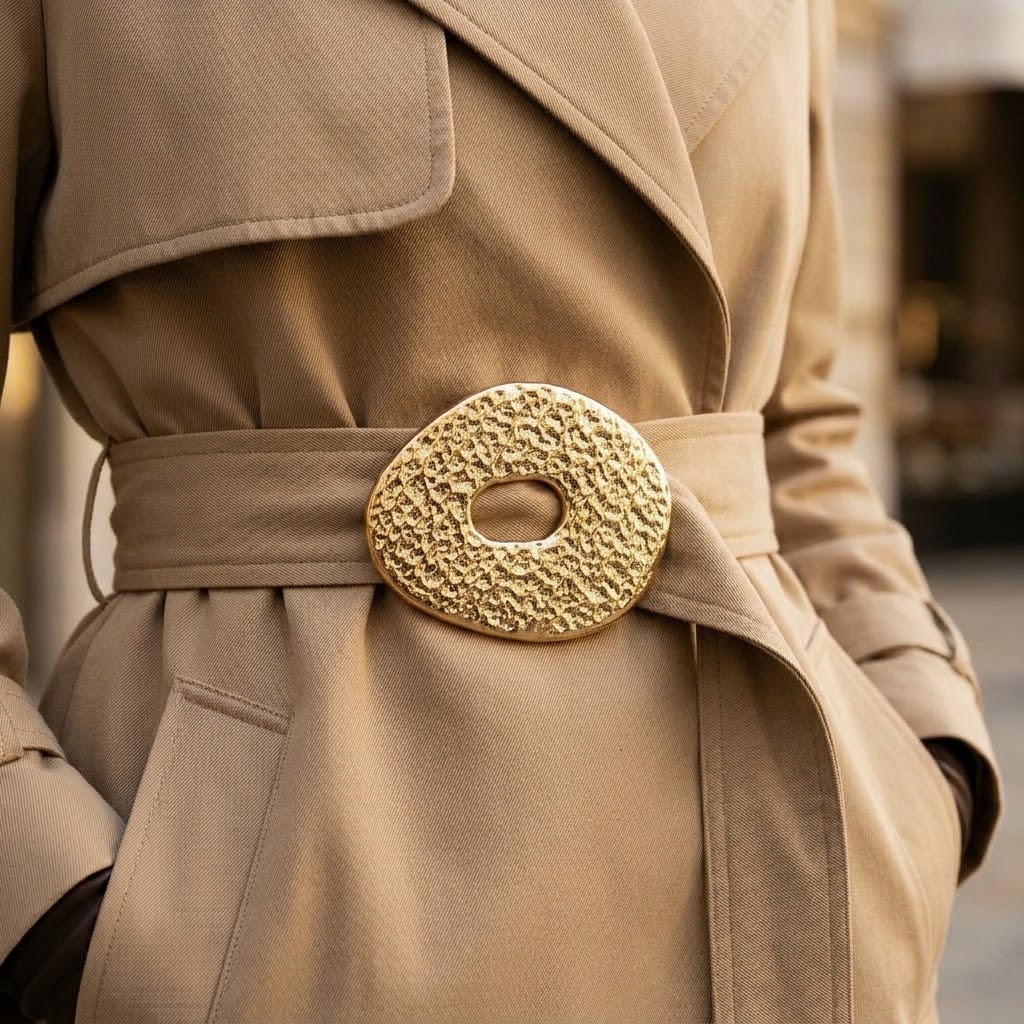 boucle-ovale-martele-or-situation-trench-coat